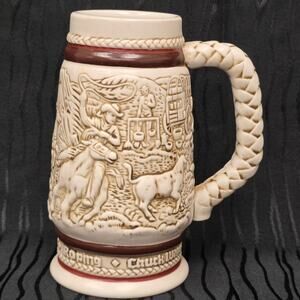 Avon Mini Beer Stein Cattle Drive Handcrafted Ceramarte Made In Brazil 1983 Mug